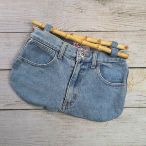 Y2k Vintage Denim Handbag Bamboo Handle upcycled Jean Purse 90s Boho